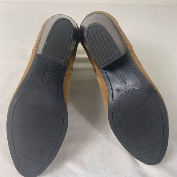 Nine West 7.5 M tan suede booties western heel inside zipper Tristan - Picture 6 of 7